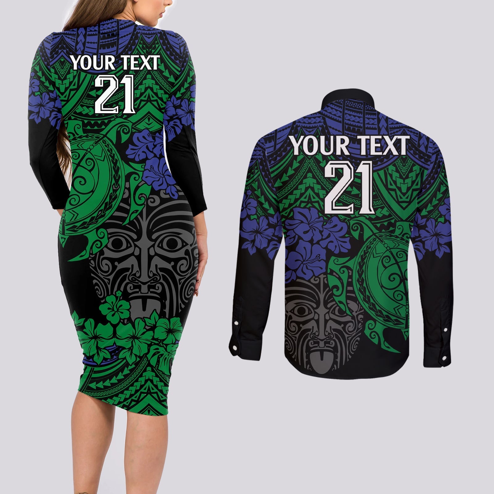 custom-new-zealand-warriors-rugby-couples-matching-long-sleeve-bodycon-dress-and-long-sleeve-button-shirt-hibiscus-and-turtle-with-polynesian-pattern