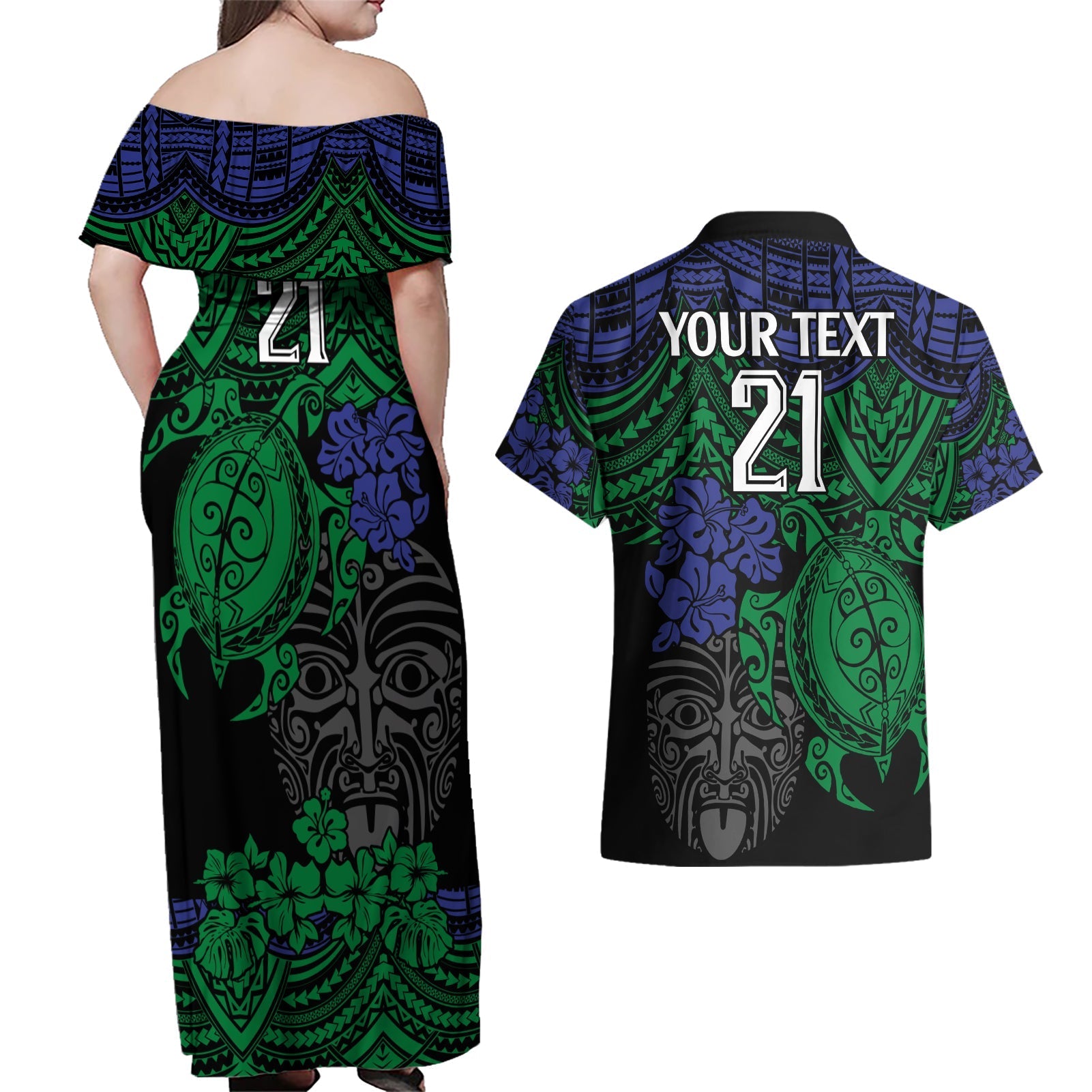 custom-new-zealand-warriors-rugby-couples-matching-off-shoulder-maxi-dress-and-hawaiian-shirt-hibiscus-and-turtle-with-polynesian-pattern