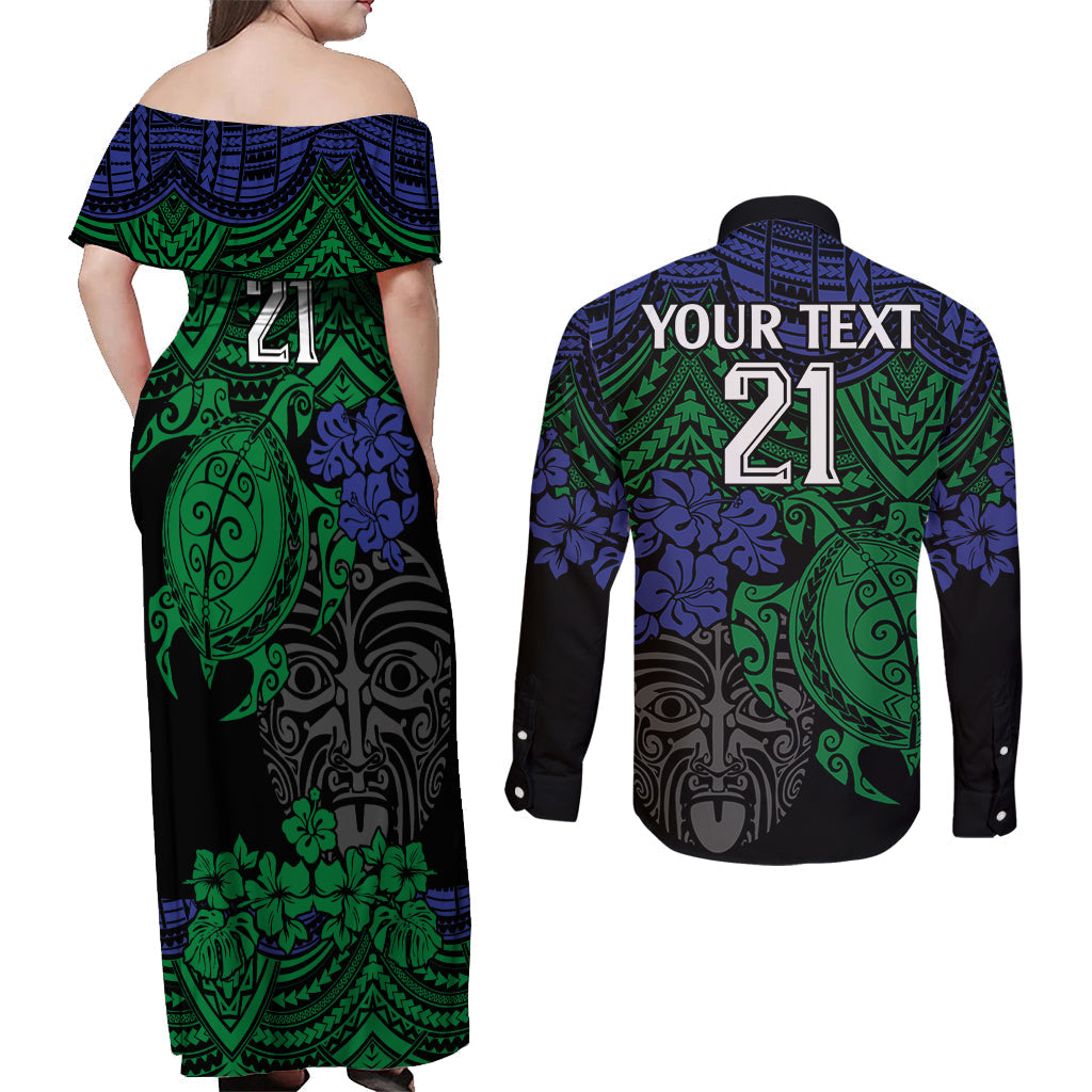 custom-new-zealand-warriors-rugby-couples-matching-off-shoulder-maxi-dress-and-long-sleeve-button-shirt-hibiscus-and-turtle-with-polynesian-pattern