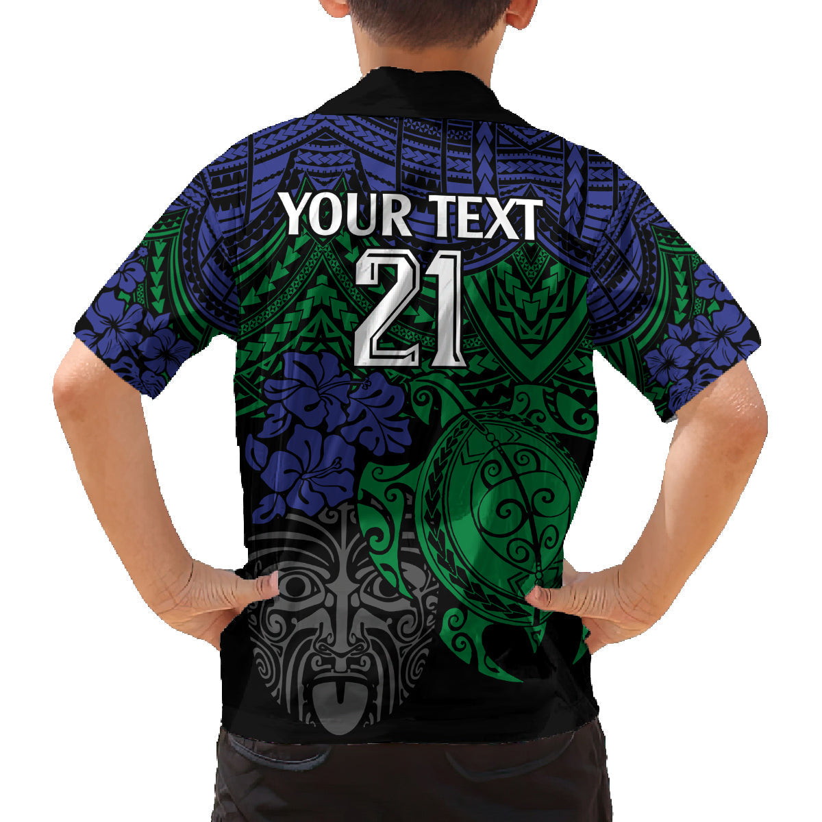 custom-new-zealand-warriors-rugby-family-matching-puletasi-dress-and-hawaiian-shirt-hibiscus-and-turtle-with-polynesian-pattern