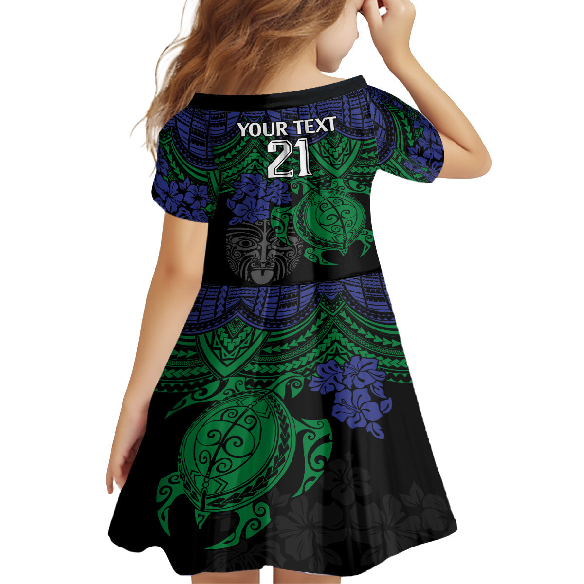 custom-new-zealand-warriors-rugby-family-matching-summer-maxi-dress-and-hawaiian-shirt-hibiscus-and-turtle-with-polynesian-pattern