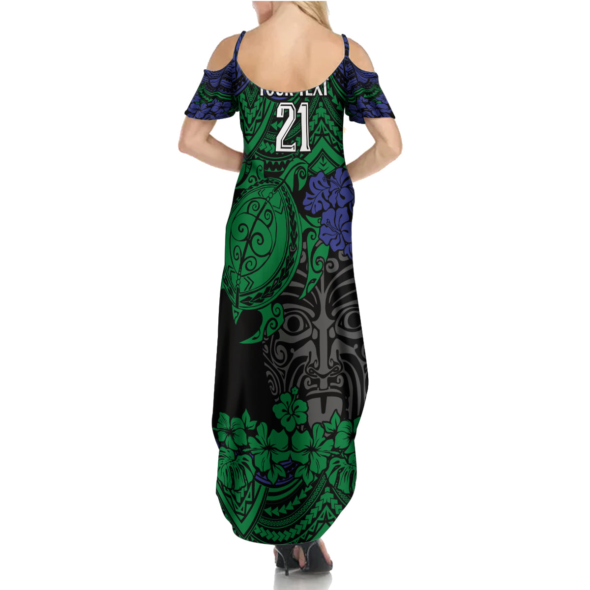 custom-new-zealand-warriors-rugby-family-matching-summer-maxi-dress-and-hawaiian-shirt-hibiscus-and-turtle-with-polynesian-pattern