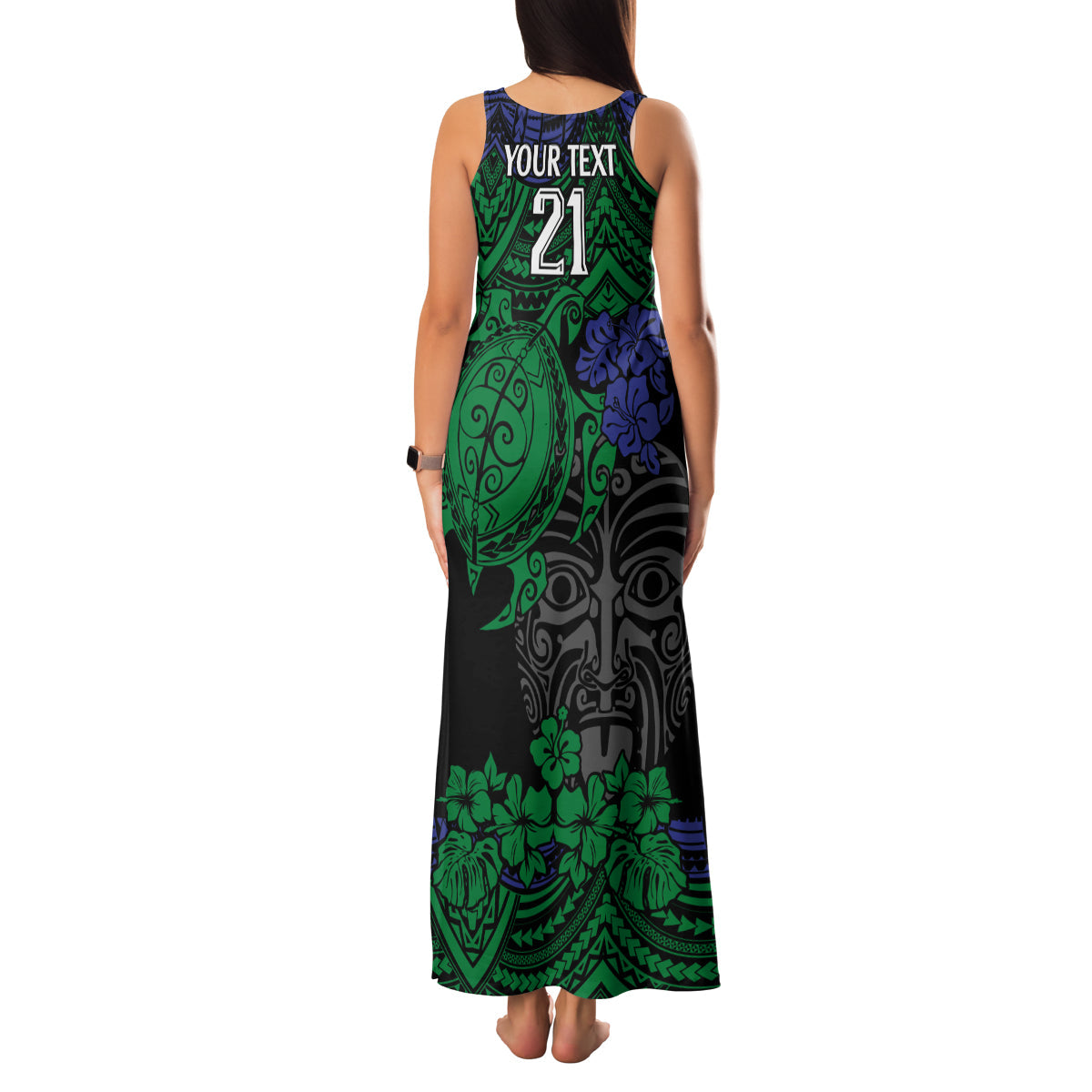 custom-new-zealand-warriors-rugby-family-matching-tank-maxi-dress-and-hawaiian-shirt-hibiscus-and-turtle-with-polynesian-pattern