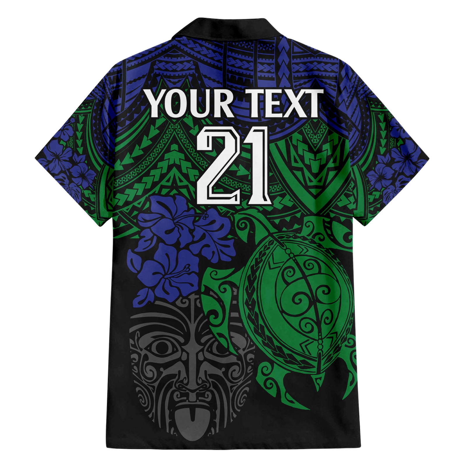 Custom New Zealand Warriors Rugby Hawaiian Shirt Hibiscus and Turtle With Polynesian Pattern - Vibe Hoodie Shop