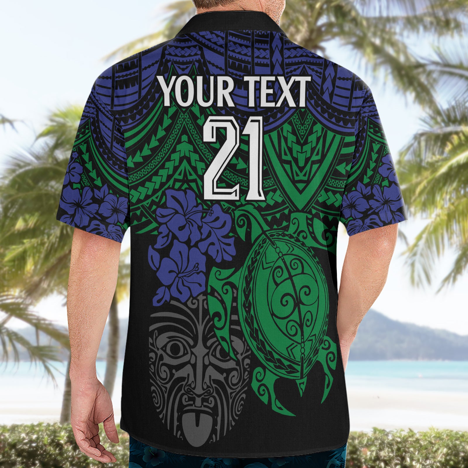 Custom New Zealand Warriors Rugby Hawaiian Shirt Hibiscus and Turtle With Polynesian Pattern - Vibe Hoodie Shop