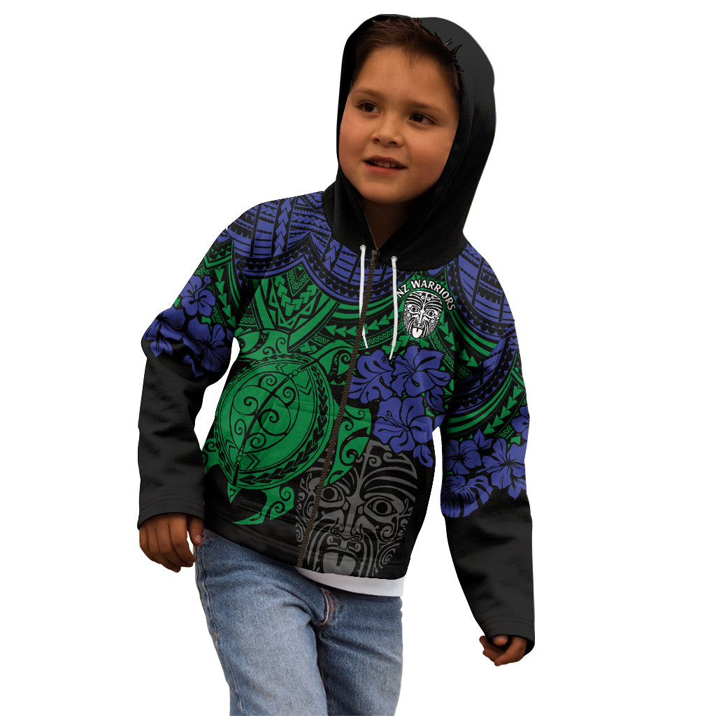 custom-new-zealand-warriors-rugby-kid-hoodie-hibiscus-and-turtle-with-polynesian-pattern