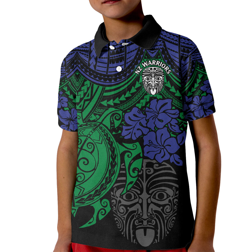 custom-new-zealand-warriors-rugby-kid-polo-shirt-hibiscus-and-turtle-with-polynesian-pattern