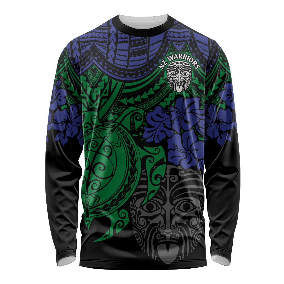 custom-new-zealand-warriors-rugby-long-sleeve-shirt-hibiscus-and-turtle-with-polynesian-pattern