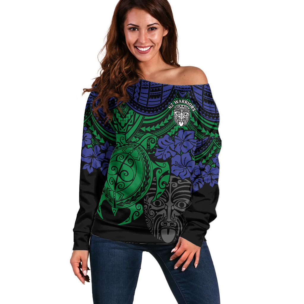 custom-new-zealand-warriors-rugby-off-shoulder-sweater-hibiscus-and-turtle-with-polynesian-pattern