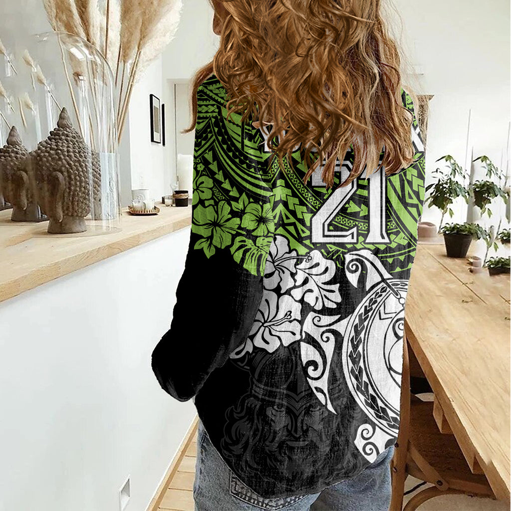 Custom Raiders Rugby Women Casual Shirt Canberra Hibiscus and Turtle With Polynesian Pattern - Vibe Hoodie Shop