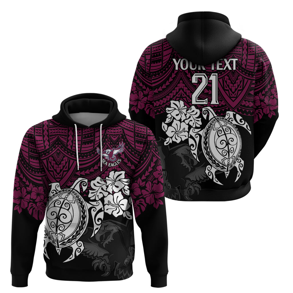 Custom Sea Eagles Rugby Hoodie Silvertails Hibiscus and Turtle With Polynesian Pattern LT9 - Vibe Hoodie Shop
