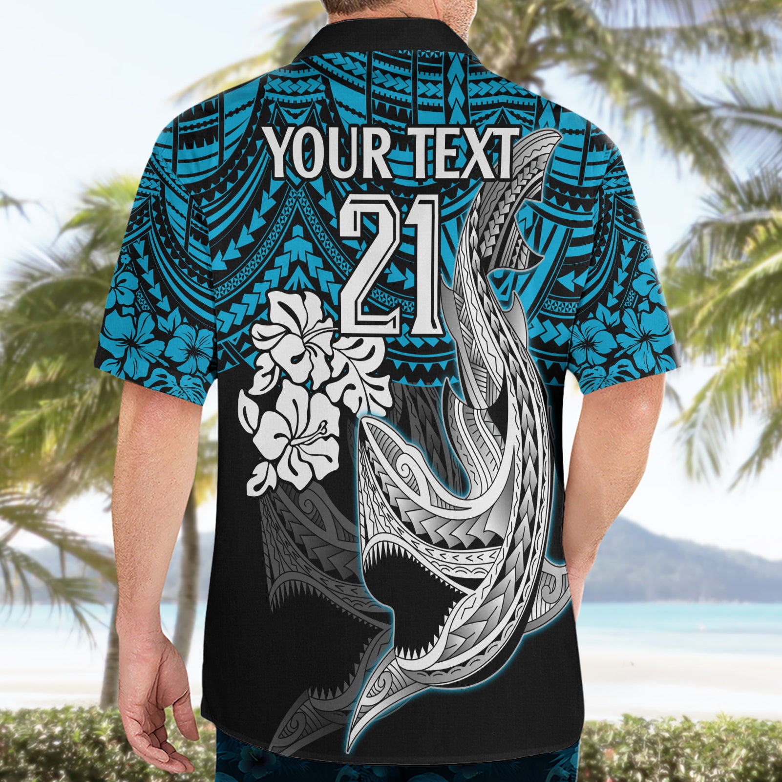 Custom Sharks Rugby Hawaiian Shirt Hibiscus and Sharkies Tattoo With Polynesian Pattern - Vibe Hoodie Shop