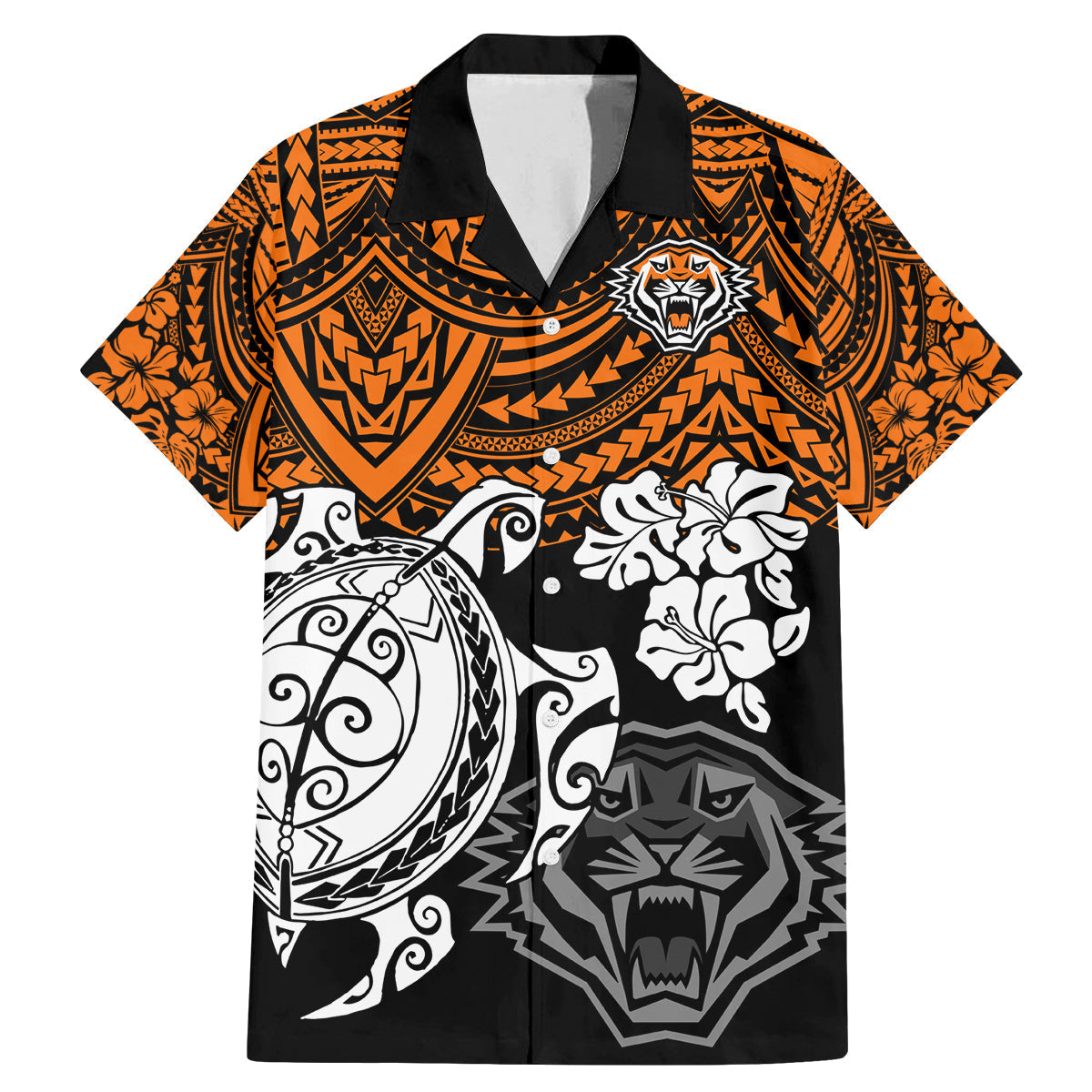 custom-wests-tigers-rugby-family-matching-mermaid-dress-and-hawaiian-shirt-hibiscus-and-turtle-with-polynesian-pattern