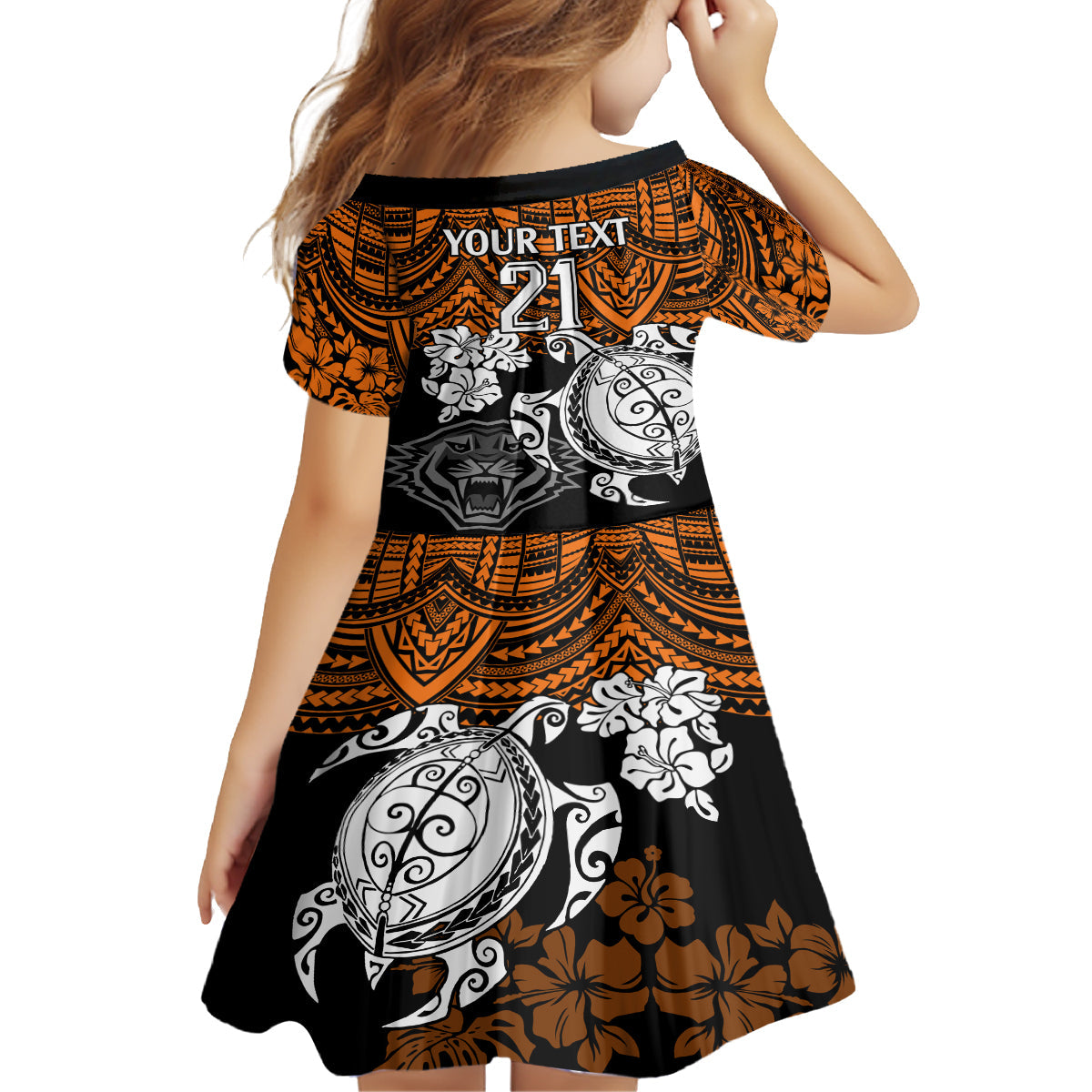 custom-wests-tigers-rugby-family-matching-off-shoulder-long-sleeve-dress-and-hawaiian-shirt-hibiscus-and-turtle-with-polynesian-pattern