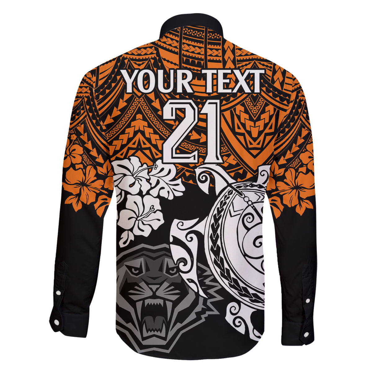 custom-wests-tigers-rugby-family-matching-off-shoulder-long-sleeve-dress-and-hawaiian-shirt-hibiscus-and-turtle-with-polynesian-pattern