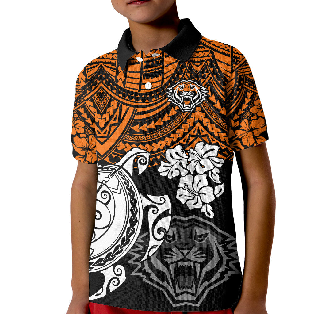 custom-wests-tigers-rugby-kid-polo-shirt-hibiscus-and-turtle-with-polynesian-pattern