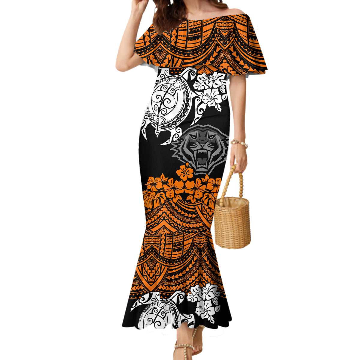 custom-wests-tigers-rugby-mermaid-dress-hibiscus-and-turtle-with-polynesian-pattern