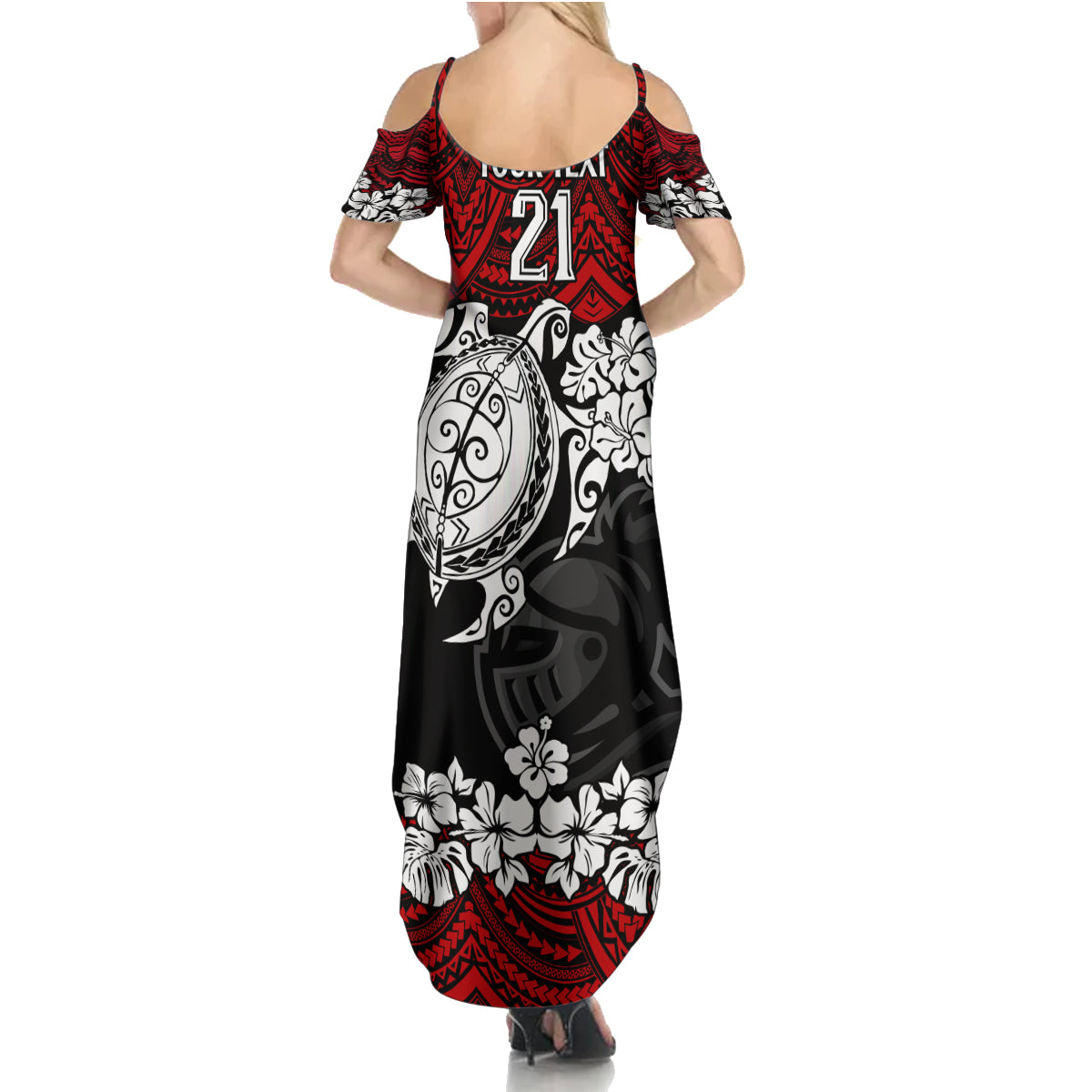 custom-knights-rugby-family-matching-summer-maxi-dress-and-hawaiian-shirt-novocastrians-hibiscus-and-turtle-with-polynesian-pattern