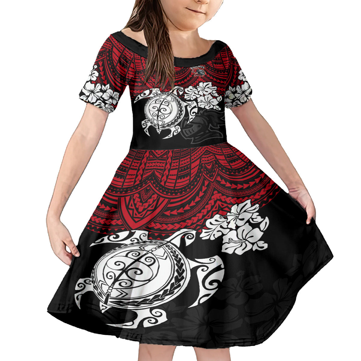 custom-knights-rugby-family-matching-tank-maxi-dress-and-hawaiian-shirt-novocastrians-hibiscus-and-turtle-with-polynesian-pattern