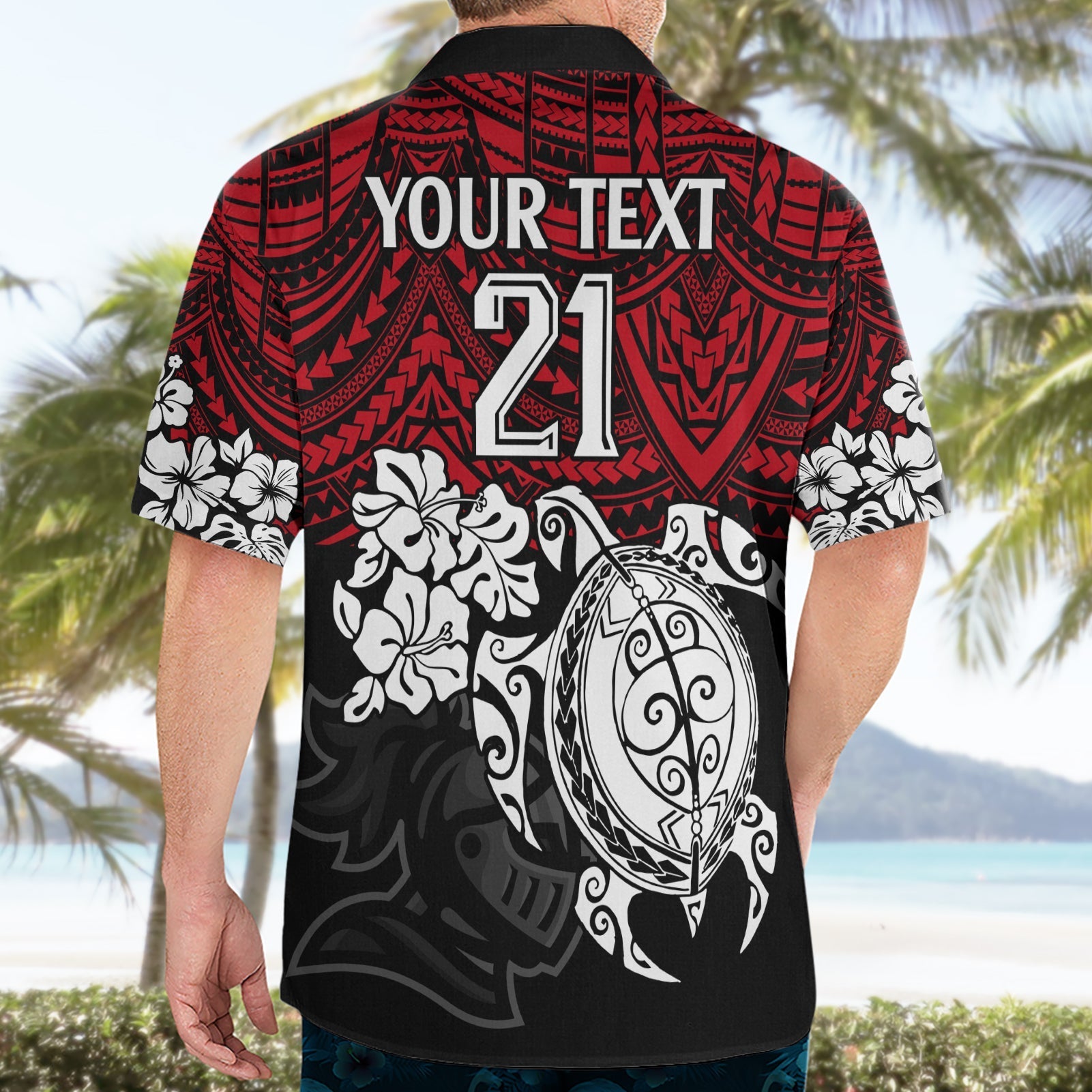 Custom Knights Rugby Hawaiian Shirt Novocastrians Hibiscus and Turtle With Polynesian Pattern - Vibe Hoodie Shop