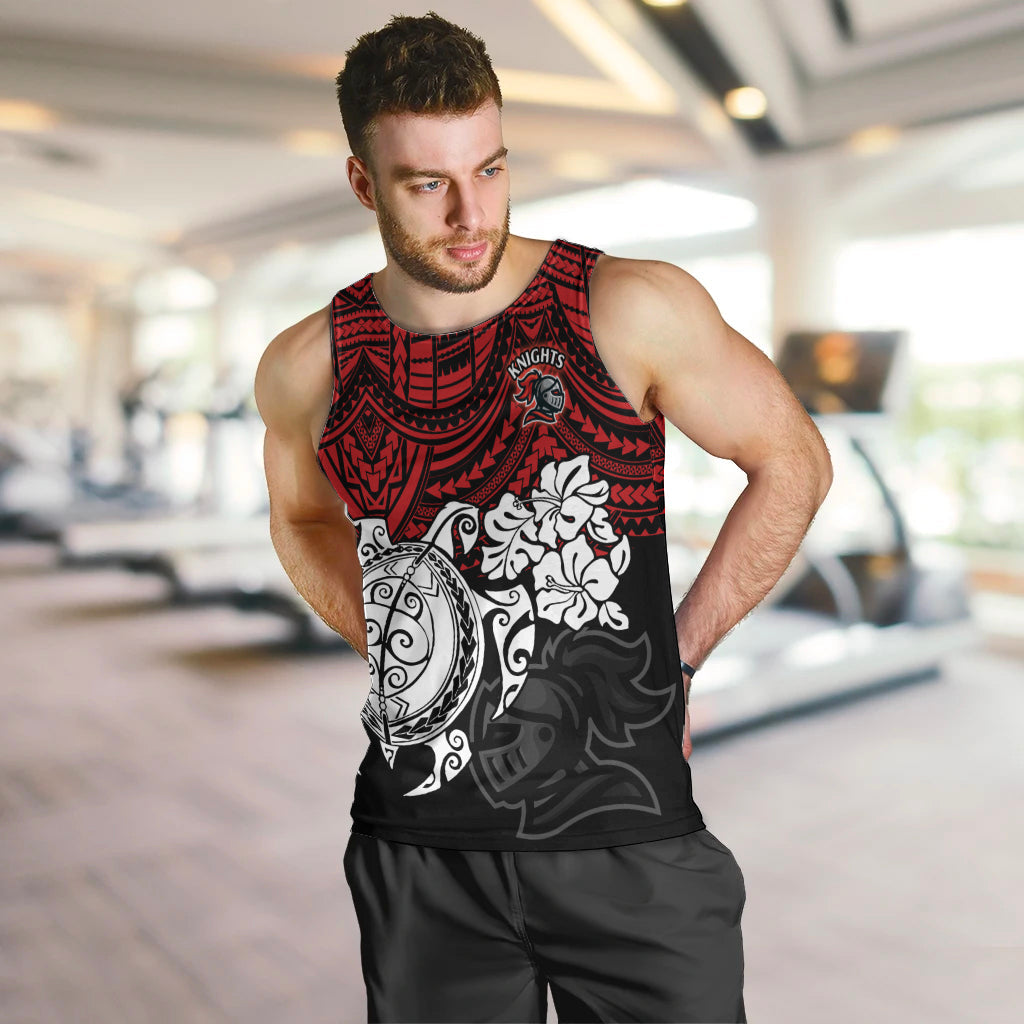Custom Knights Rugby Men Tank Top Novocastrians Hibiscus and Turtle With Polynesian Pattern - Vibe Hoodie Shop