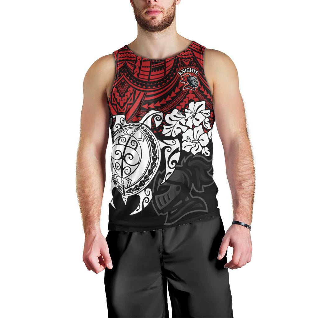 Custom Knights Rugby Men Tank Top Novocastrians Hibiscus and Turtle With Polynesian Pattern - Vibe Hoodie Shop