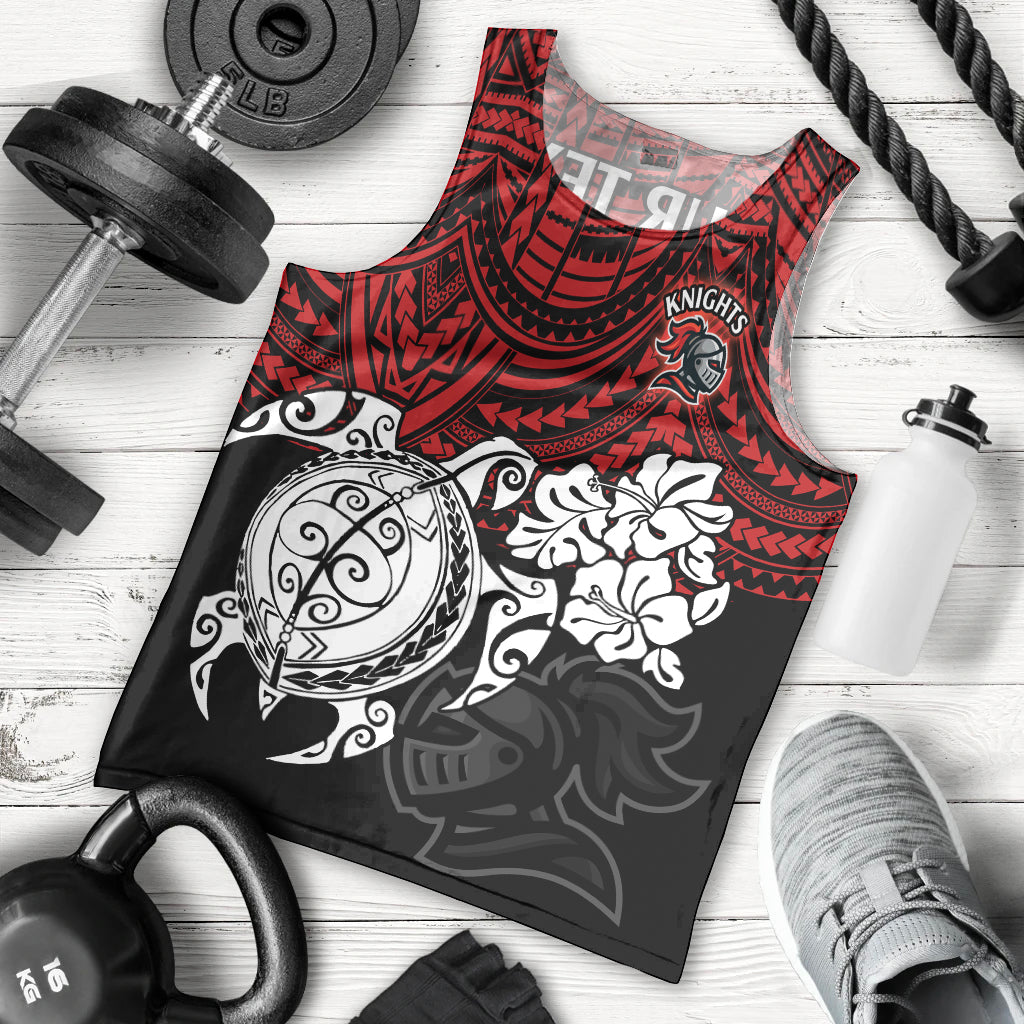 Custom Knights Rugby Men Tank Top Novocastrians Hibiscus and Turtle With Polynesian Pattern - Vibe Hoodie Shop