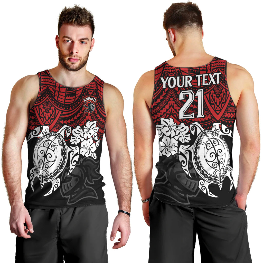 Custom Knights Rugby Men Tank Top Novocastrians Hibiscus and Turtle With Polynesian Pattern - Vibe Hoodie Shop