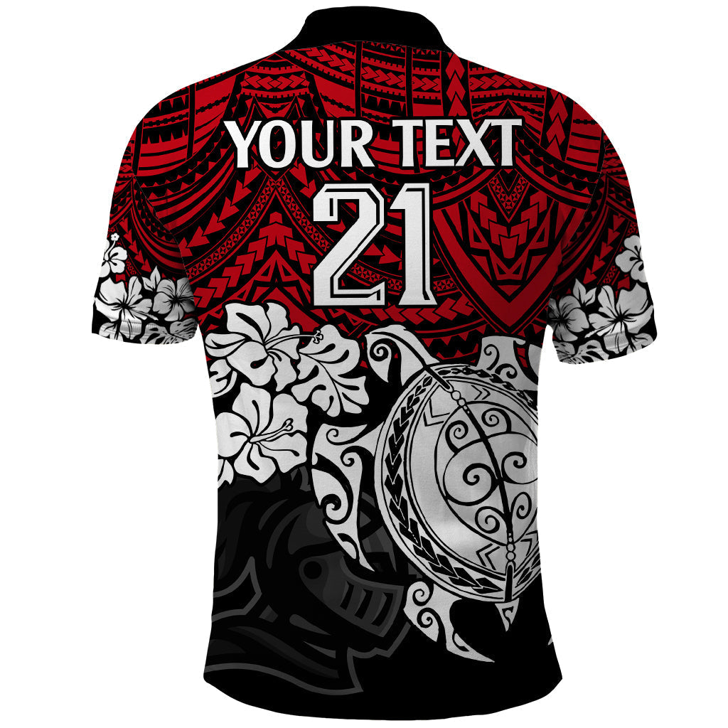 Custom Knights Rugby Polo Shirt Novocastrians Hibiscus and Turtle With Polynesian Pattern LT9 - Vibe Hoodie Shop