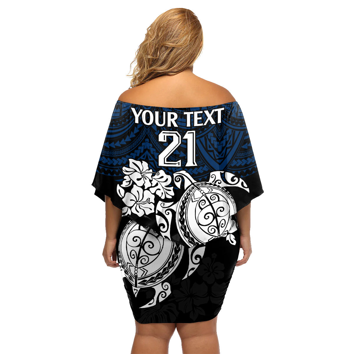 custom-cowboys-rugby-family-matching-off-shoulder-short-dress-and-hawaiian-shirt-hibiscus-and-turtle-with-polynesian-pattern