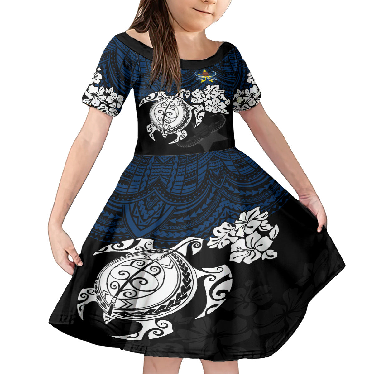 custom-cowboys-rugby-family-matching-summer-maxi-dress-and-hawaiian-shirt-hibiscus-and-turtle-with-polynesian-pattern