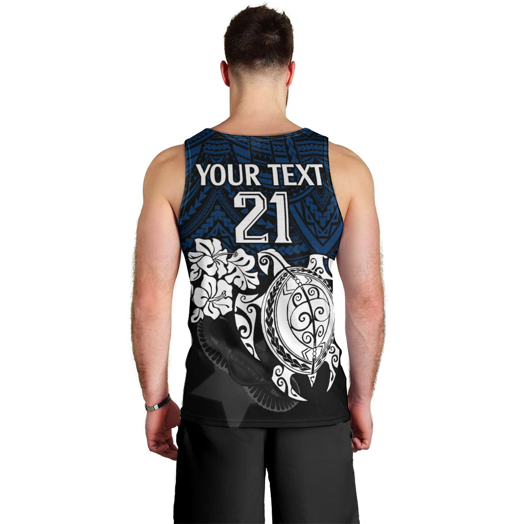 Custom Cowboys Rugby Men Tank Top Hibiscus and Turtle With Polynesian Pattern - Vibe Hoodie Shop