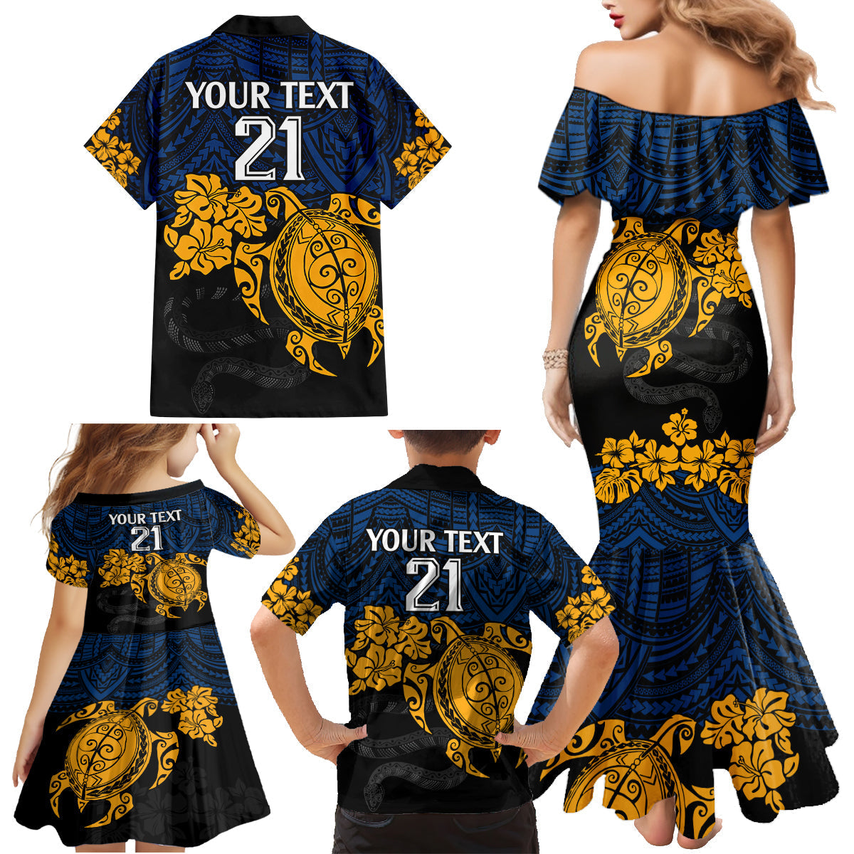 custom-parra-eels-rugby-family-matching-mermaid-dress-and-hawaiian-shirt-hibiscus-and-turtle-with-polynesian-pattern