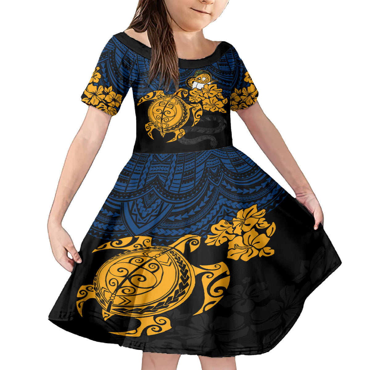 custom-parra-eels-rugby-family-matching-off-shoulder-maxi-dress-and-hawaiian-shirt-hibiscus-and-turtle-with-polynesian-pattern