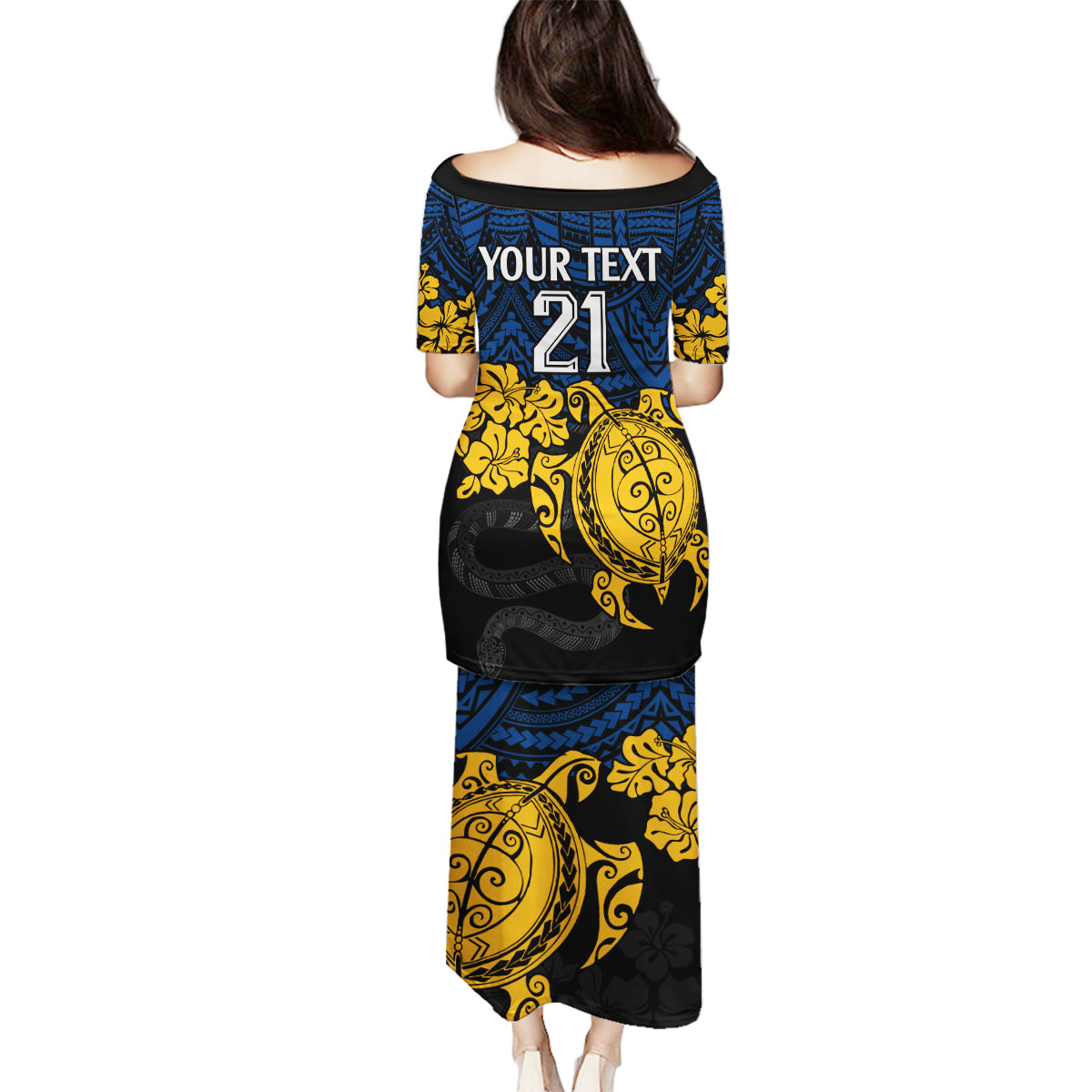 custom-parra-eels-rugby-family-matching-puletasi-dress-and-hawaiian-shirt-hibiscus-and-turtle-with-polynesian-pattern