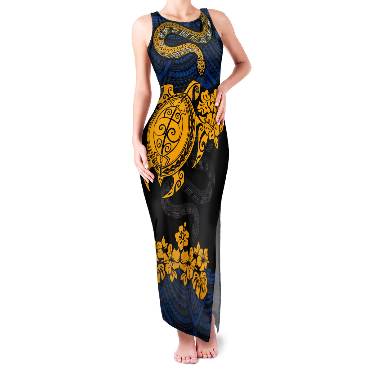 custom-parra-eels-rugby-family-matching-tank-maxi-dress-and-hawaiian-shirt-hibiscus-and-turtle-with-polynesian-pattern