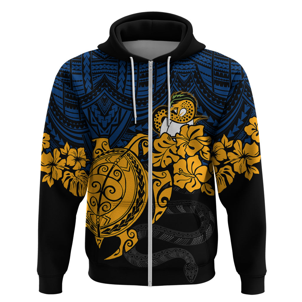 Custom Parra Eels Rugby Hoodie Hibiscus and Turtle With Polynesian Pattern LT9 - Vibe Hoodie Shop