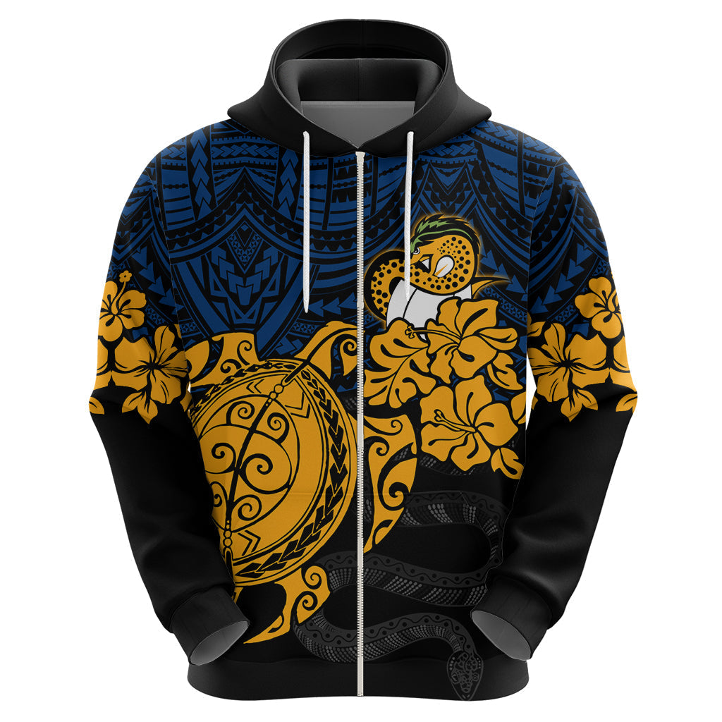 Custom Parra Eels Rugby Hoodie Hibiscus and Turtle With Polynesian Pattern LT9 - Vibe Hoodie Shop