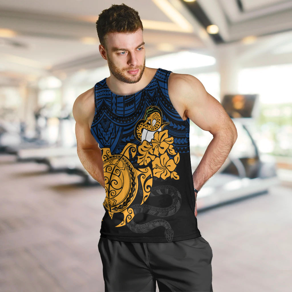 Custom Parra Eels Rugby Men Tank Top Hibiscus and Turtle With Polynesian Pattern - Vibe Hoodie Shop