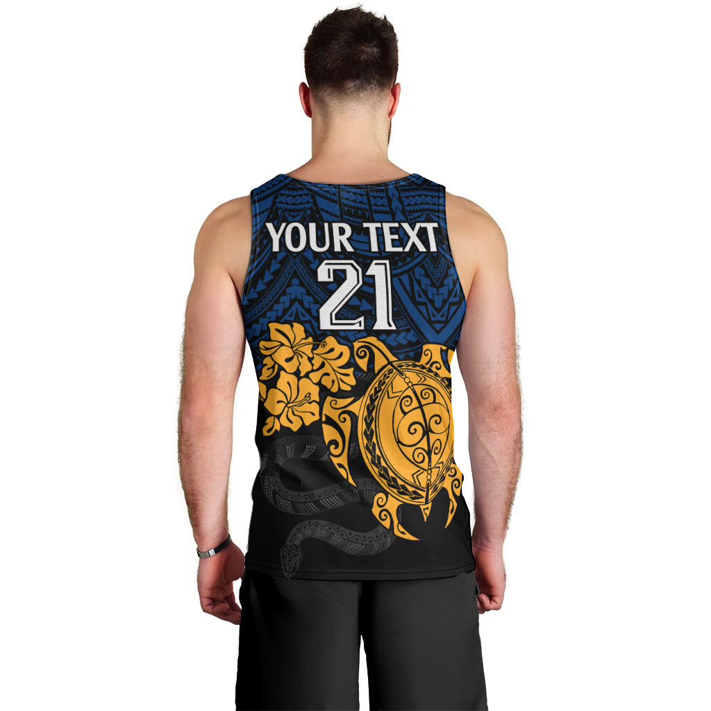 Custom Parra Eels Rugby Men Tank Top Hibiscus and Turtle With Polynesian Pattern - Vibe Hoodie Shop
