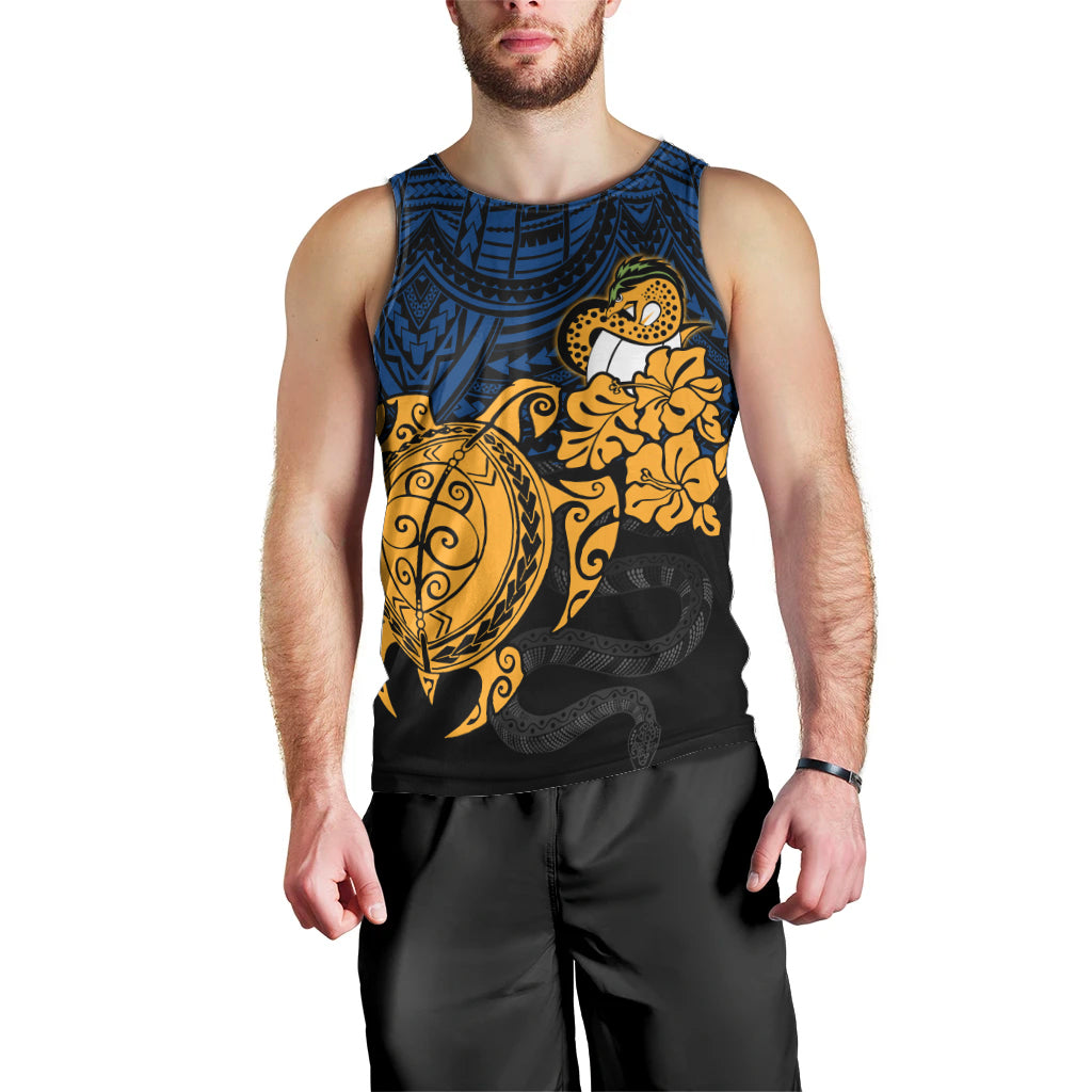 Custom Parra Eels Rugby Men Tank Top Hibiscus and Turtle With Polynesian Pattern - Vibe Hoodie Shop