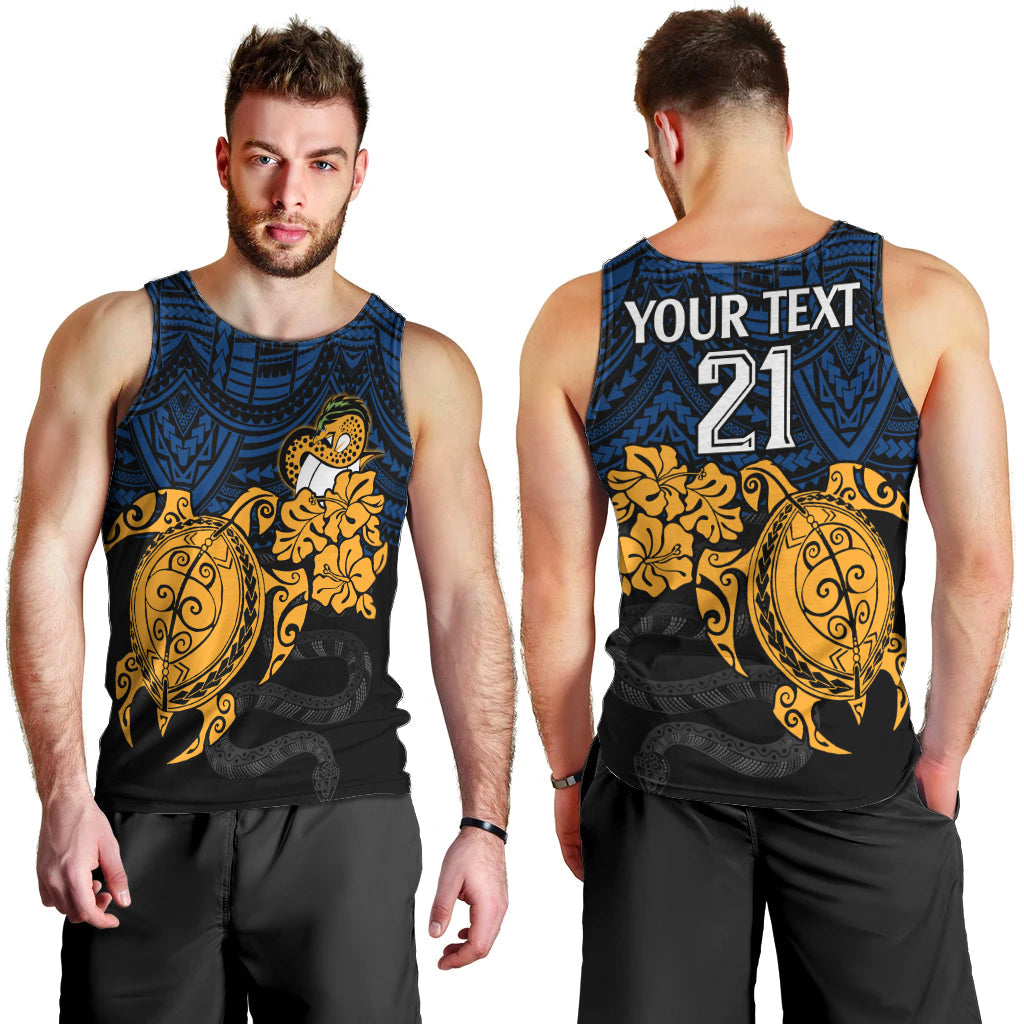 Custom Parra Eels Rugby Men Tank Top Hibiscus and Turtle With Polynesian Pattern - Vibe Hoodie Shop