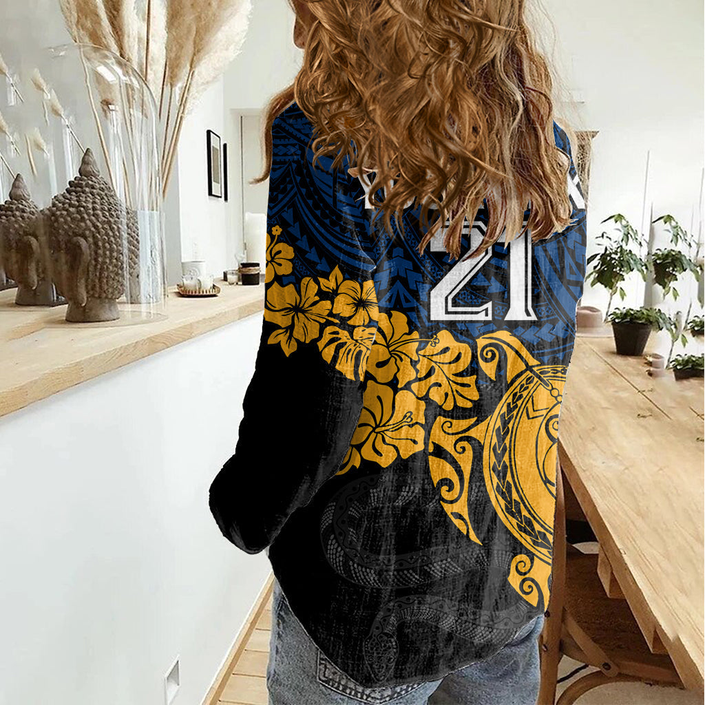 Custom Parra Eels Rugby Women Casual Shirt Hibiscus and Turtle With Polynesian Pattern - Vibe Hoodie Shop