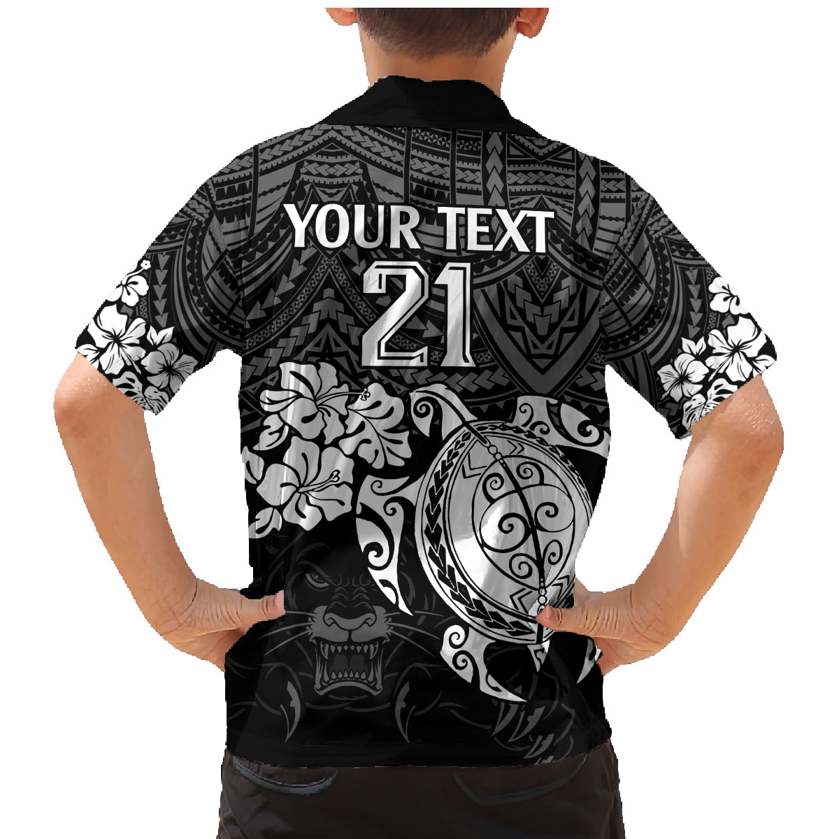 custom-panthers-rugby-family-matching-mermaid-dress-and-hawaiian-shirt-penrith-hibiscus-and-turtle-with-polynesian-pattern