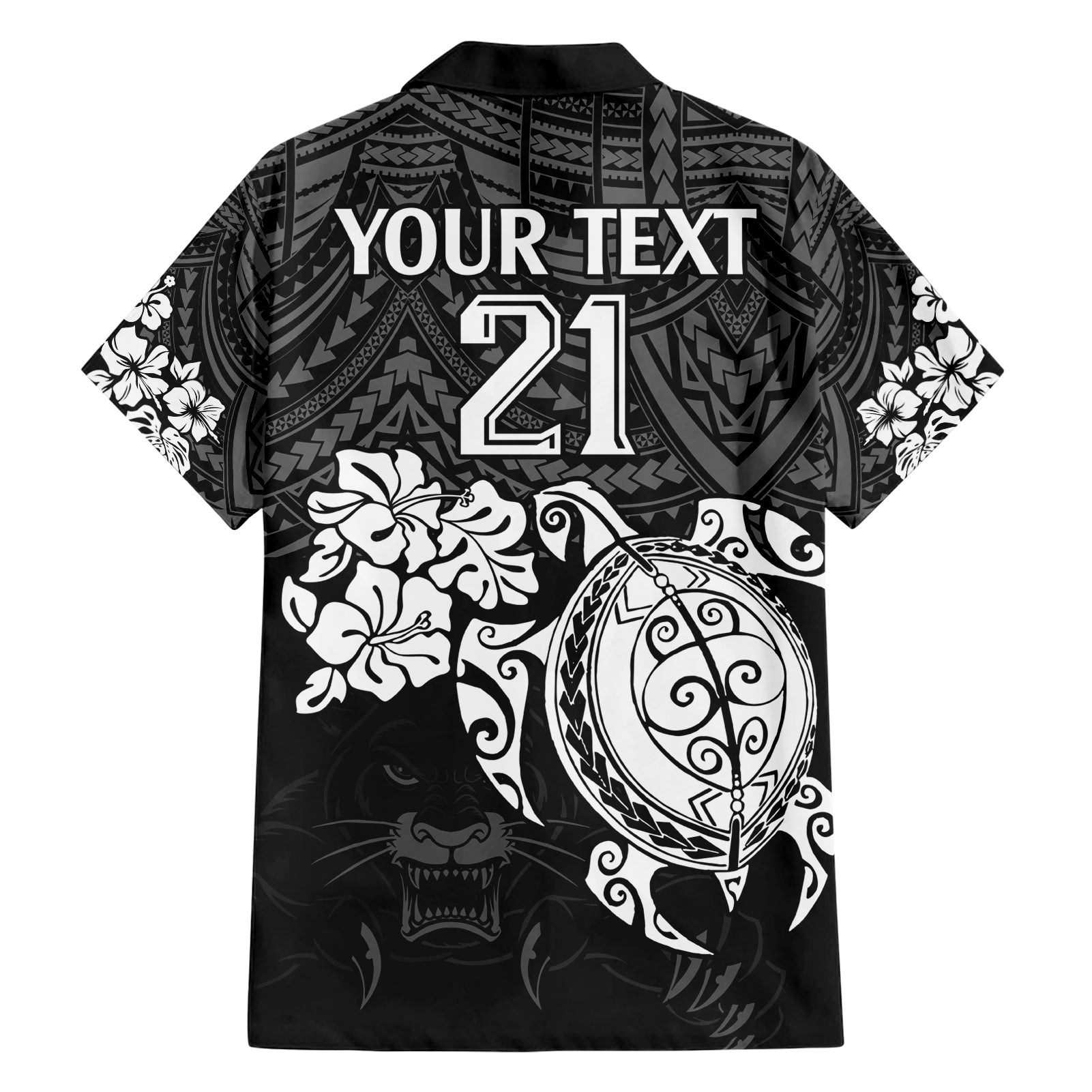 custom-panthers-rugby-family-matching-short-sleeve-bodycon-dress-and-hawaiian-shirt-penrith-hibiscus-and-turtle-with-polynesian-pattern