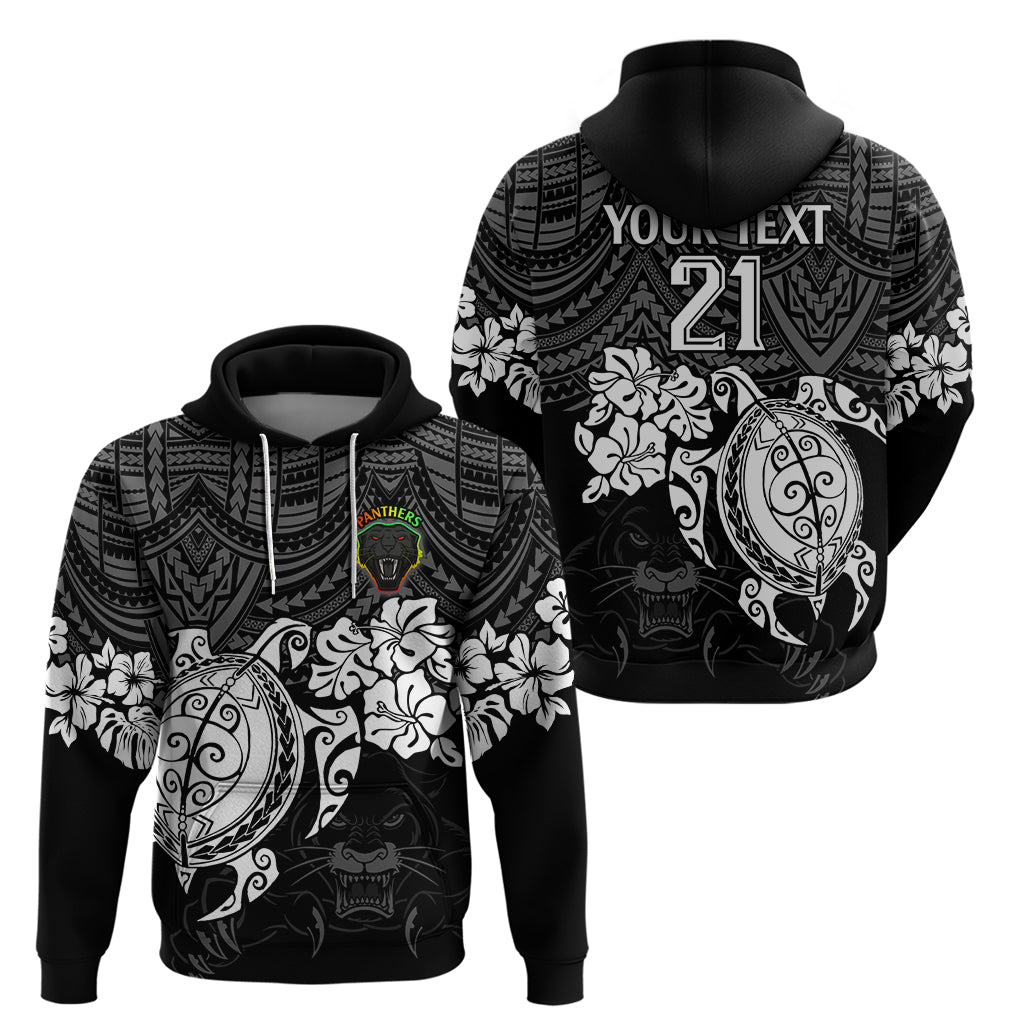 Custom Panthers Rugby Hoodie Penrith Hibiscus and Turtle With Polynesian Pattern LT9 - Vibe Hoodie Shop