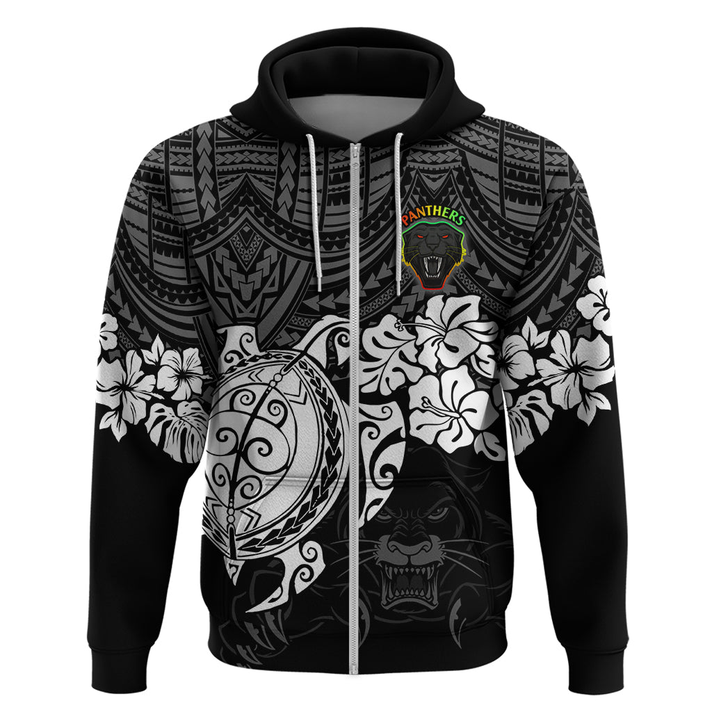 Custom Panthers Rugby Hoodie Penrith Hibiscus and Turtle With Polynesian Pattern LT9 - Vibe Hoodie Shop