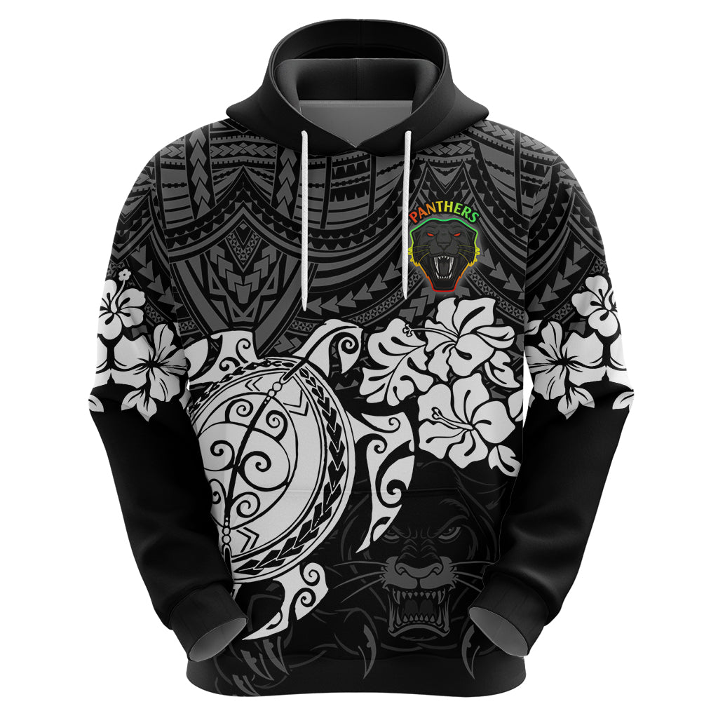 Custom Panthers Rugby Hoodie Penrith Hibiscus and Turtle With Polynesian Pattern LT9 - Vibe Hoodie Shop