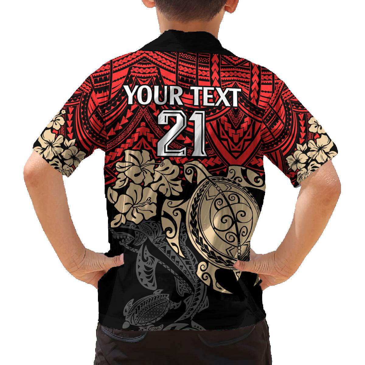 custom-dolphins-rugby-family-matching-off-shoulder-long-sleeve-dress-and-hawaiian-shirt-reddy-hibiscus-and-turtle-with-polynesian-pattern