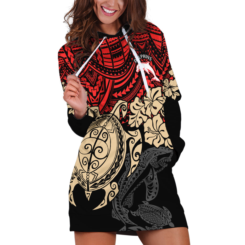 custom-dolphins-rugby-hoodie-dress-reddy-hibiscus-and-turtle-with-polynesian-pattern